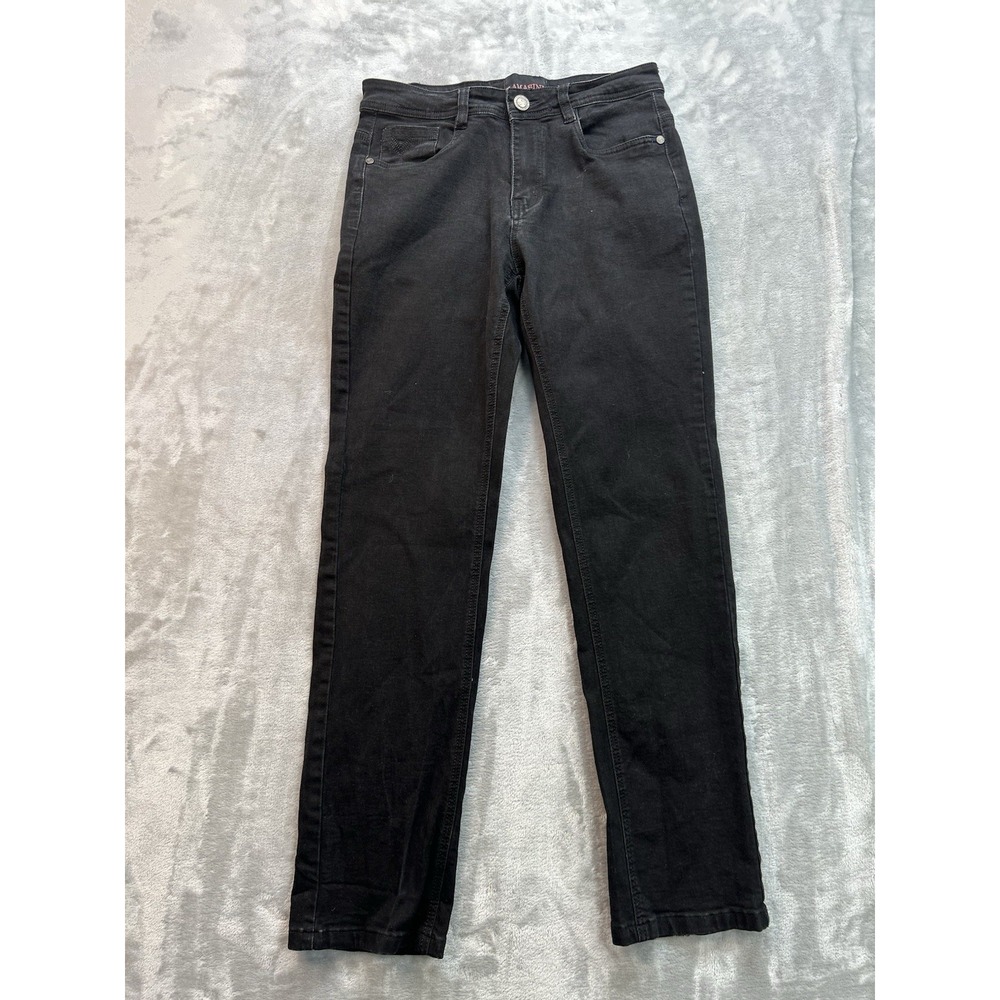 Lamasini Jeans Mens Sz 30x30 Black Straight Mid Rise Stretch Guys Work Denim